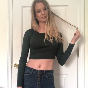 Forever 21 green ribbed crop top